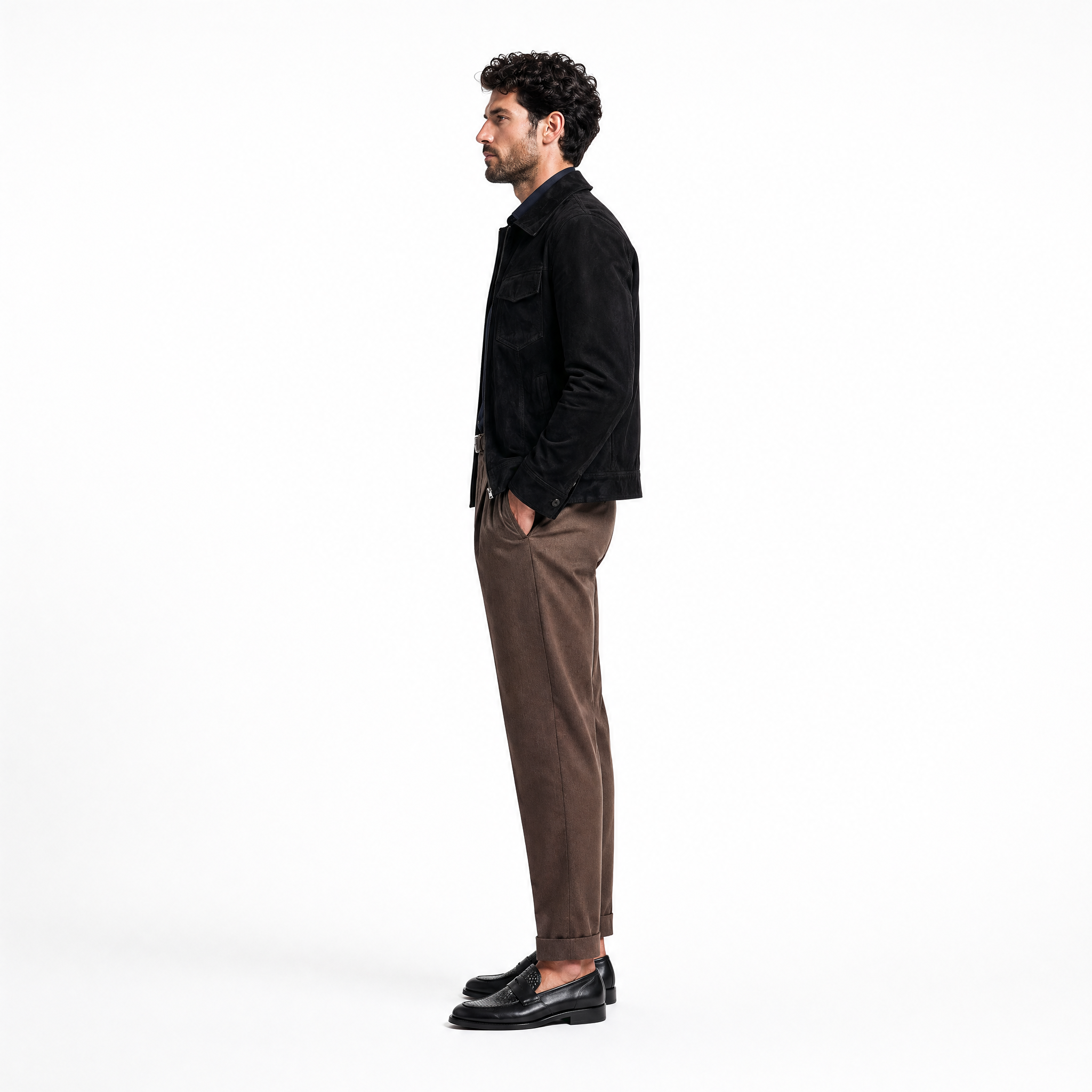 Exported hero frame · Lazio black suede look · pose 01